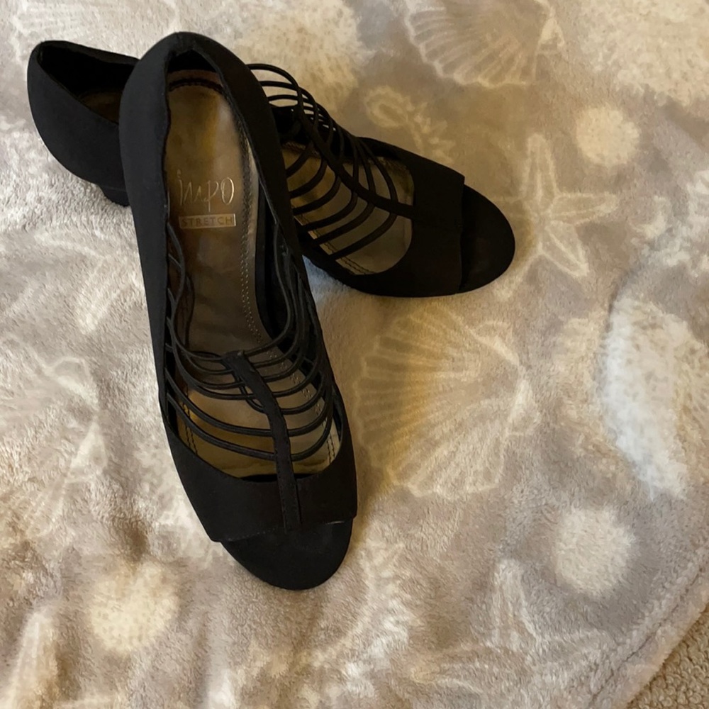 NWOT  black suede 3” high heel dress shoes.